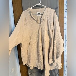 Aerie Lightweight Cream Button Down Shirt